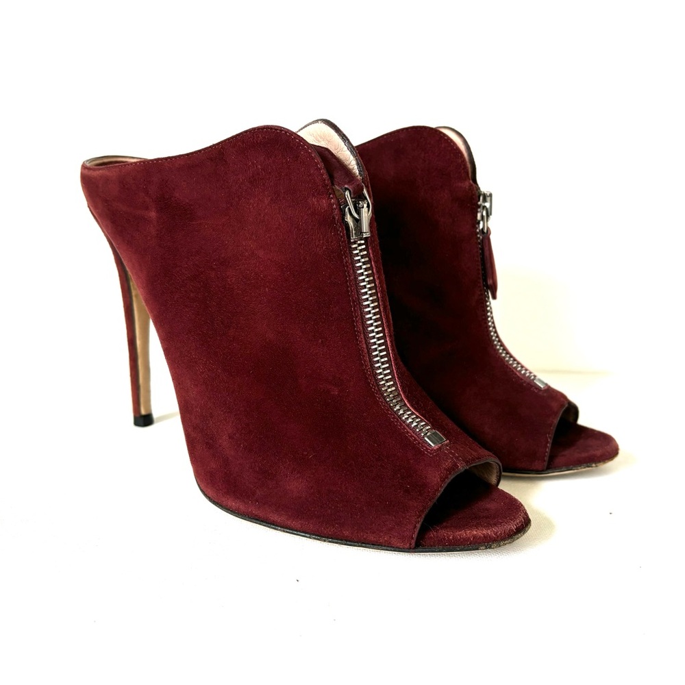 Miu Miu | Suede | Burgundy Peep Toe Heel | Size: 8 (38)